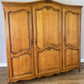 Wardrobe Vintage French Louis XVI Style Oak Three Door Carved Armoire LOT 6492