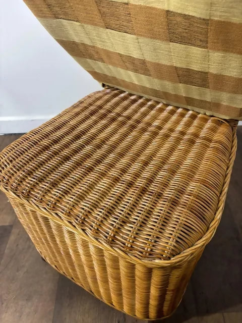 Pair Of Contemporary Wicker Back High Back Dining Chairs