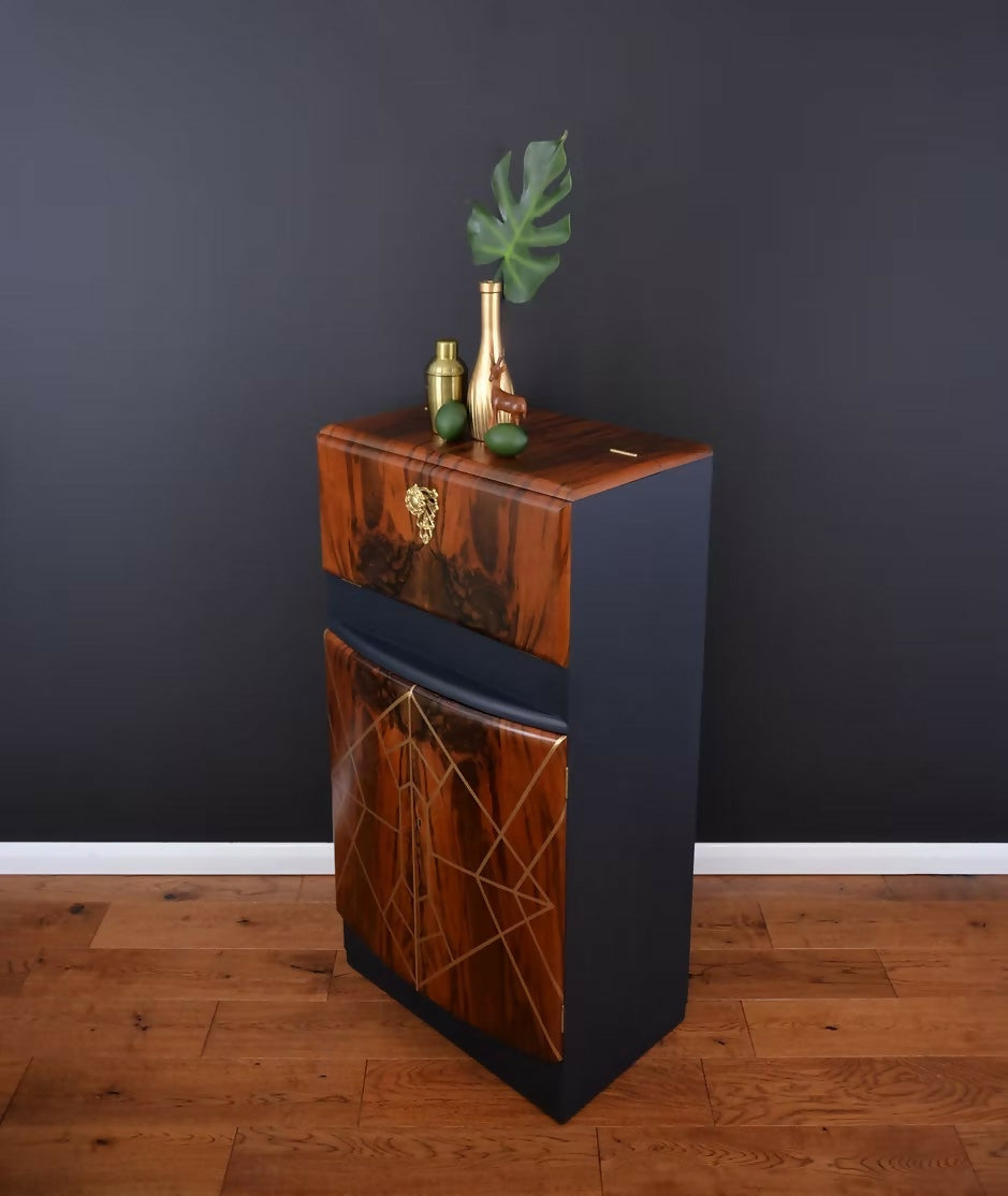 "Kikko" Art Deco Cocktail Cabinet, Vintage 1950s Drinks Cabinet