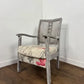 Vintage Painted Grey Cane Back Armchair / Bedroom Chair
