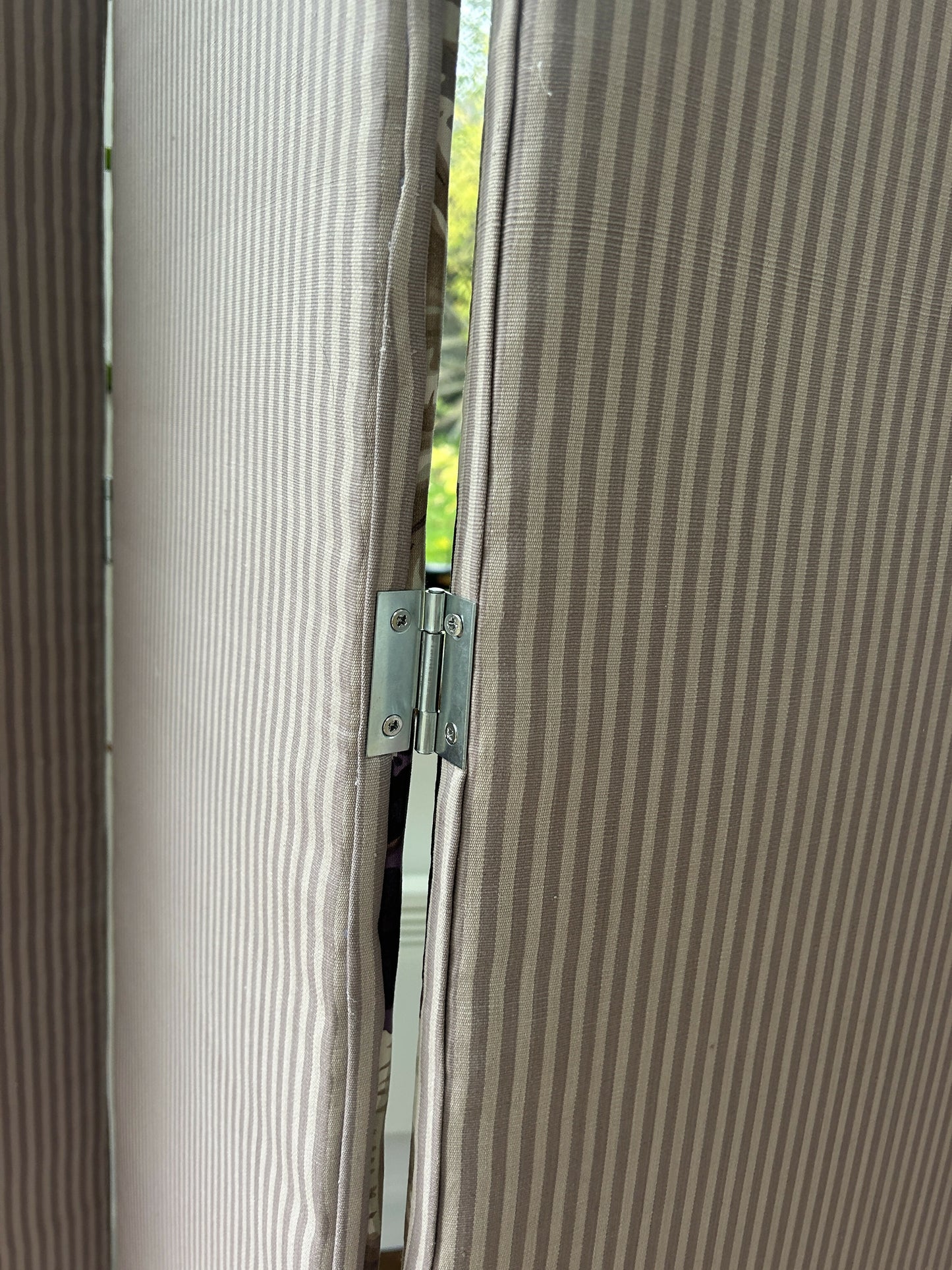 Vintage Reupholstered four- panel Room Divider/ Dressing Screen in Bernard Nevill Fabric