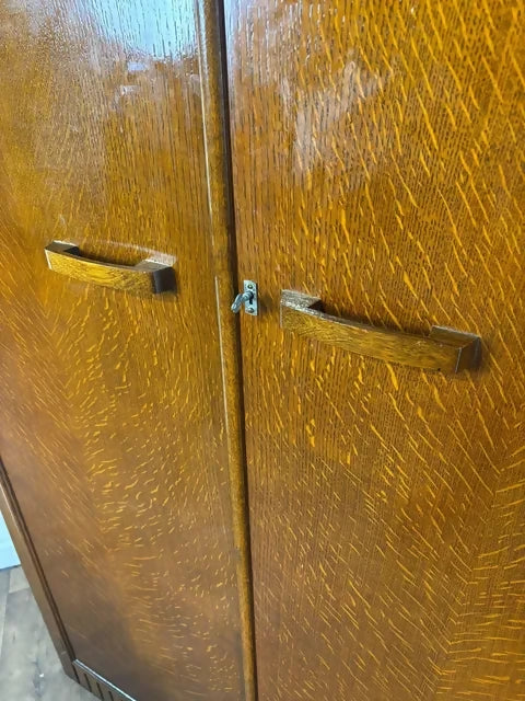 Vintage Art Deco Oak Double Wardrobe – W.H. Snout & Son, Shrewsbury