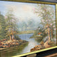 Painting Vintage French Style Signed Landscape Lake Cottage Framed LOT 6469