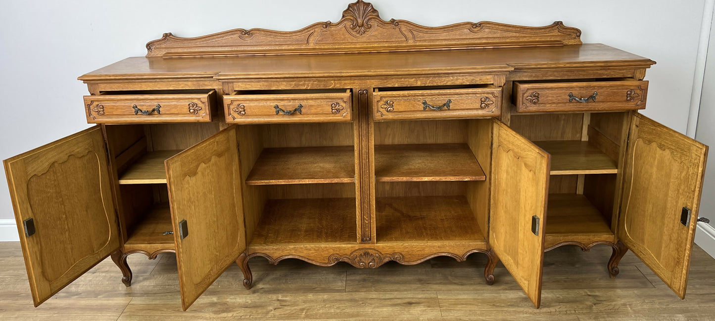 Sideboard Vintage French Louis Style Oak 4 Door Cupboard Carved Cabinet LOT 6363