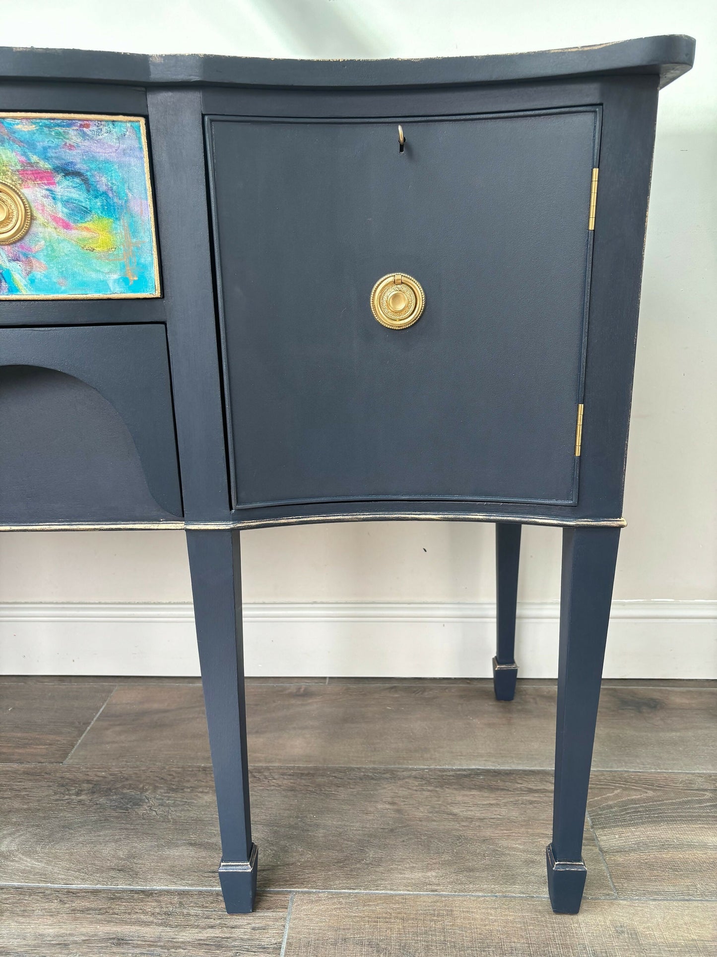 Navy Abstract Antique Sideboard