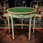 Georgian Demi-Lune Games/Card Table in Sage Green & Gold - Regency Style