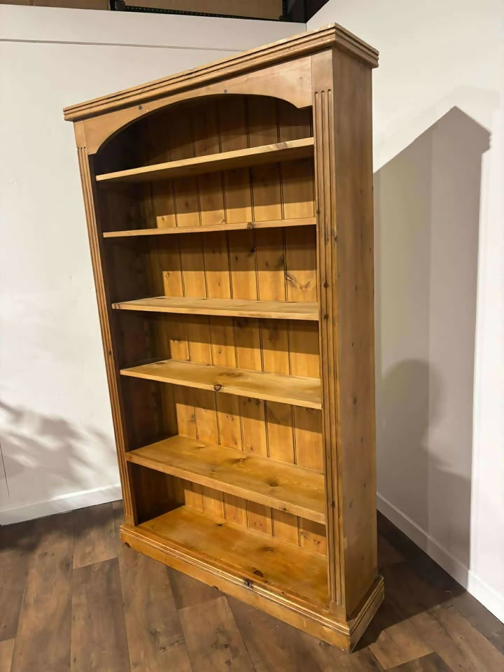Large Contemporary Stripped Pine Open Bookcase
