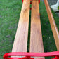 Ornate Red Garden Bench with Oak Planks