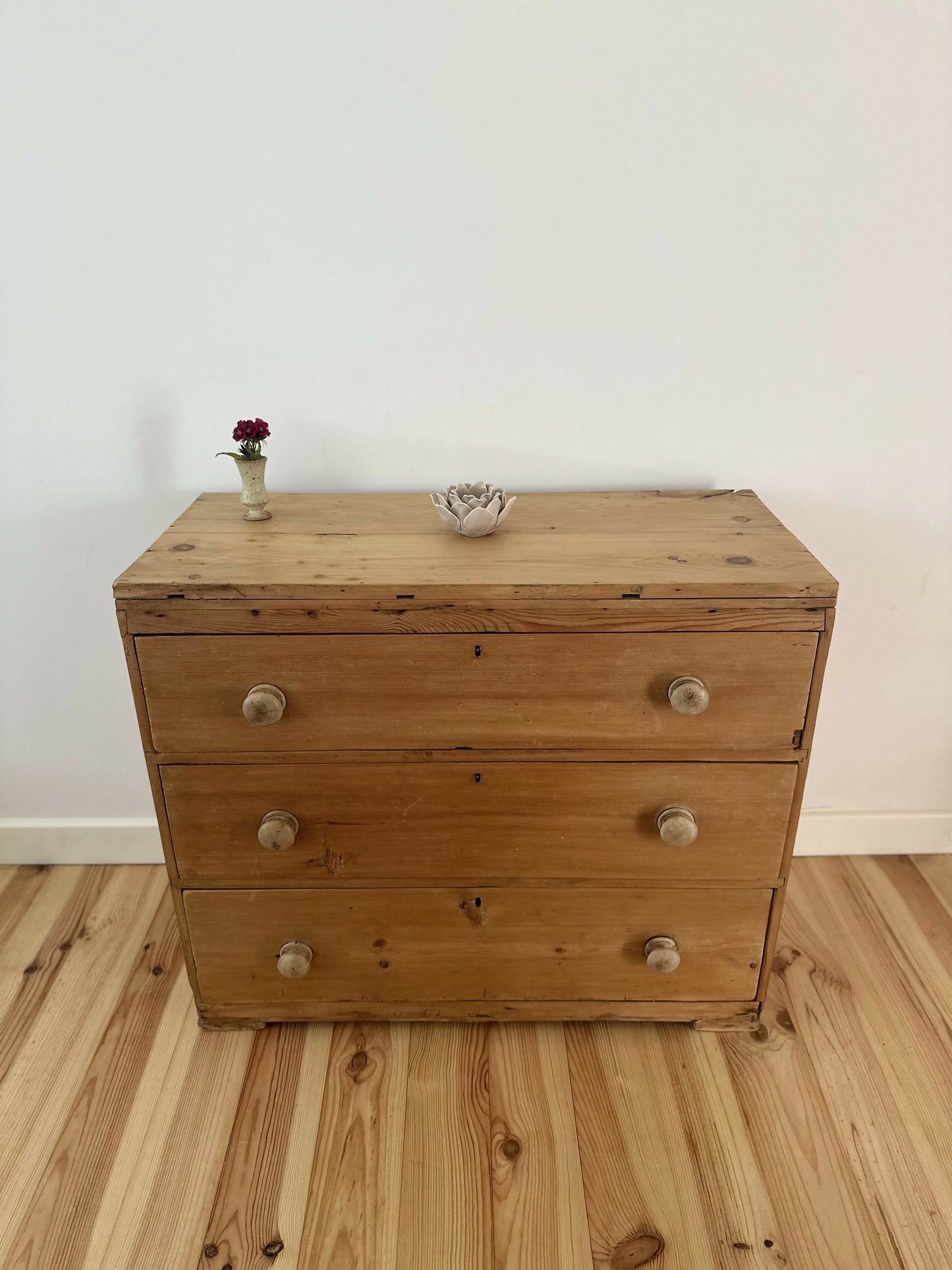 Antique Victorian Pine Chest of Drawers Rustic Stripped Pine