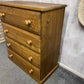 Vintage Pine Chest of 4 Deep Drawers Knob Handles Sturdy