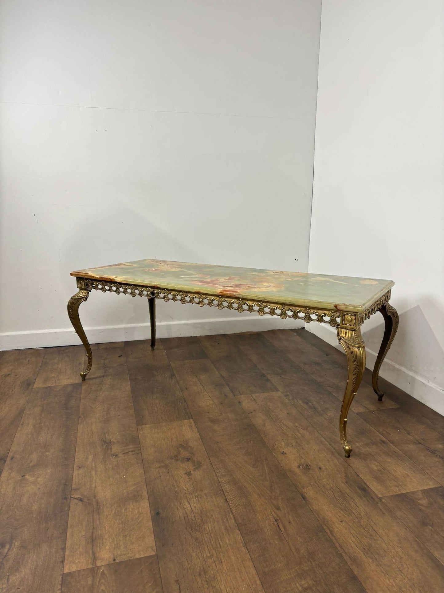 Vintage Marble Top and Brass Base Coffee Table