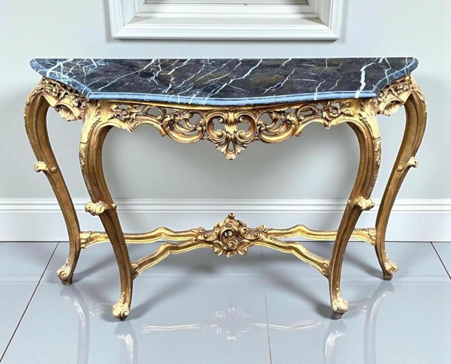 French Rococo Gilt Serpentine Console Table