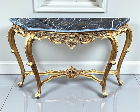 French Rococo Gilt Serpentine Console Table