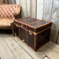 Vintage storage trunk chestnut brown leather