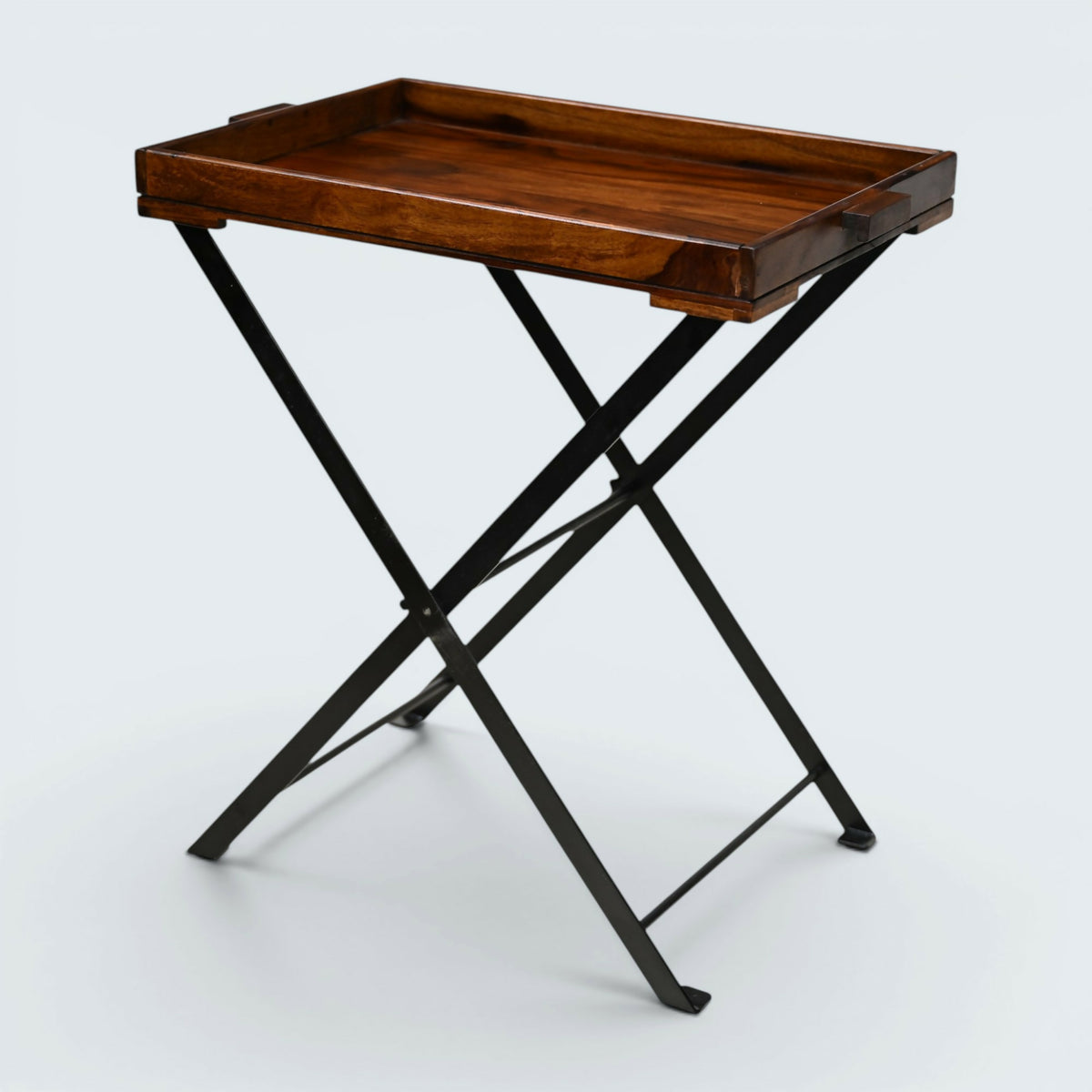 Mahogany Butlers Tray / Fold Away Side Table Iron Frame with FREE UK Delivery*