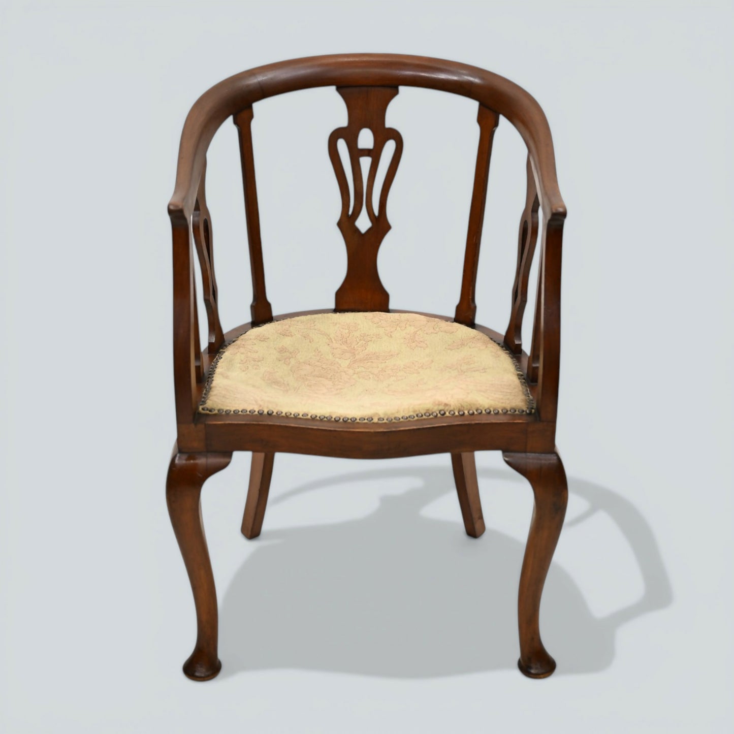Two Edwardian Mahogany Tub Chairs His & Hers Upholstered Seats FREE UK Delivery
