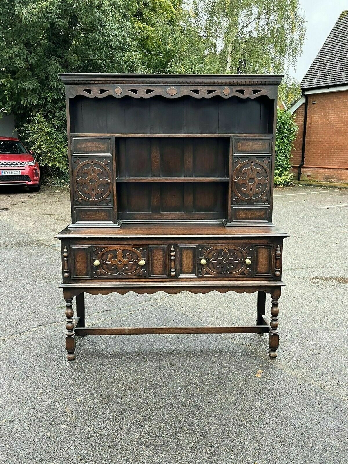 Tall Oak Dresser By Denby & Spinks Of Leeds, Circa 1930's.