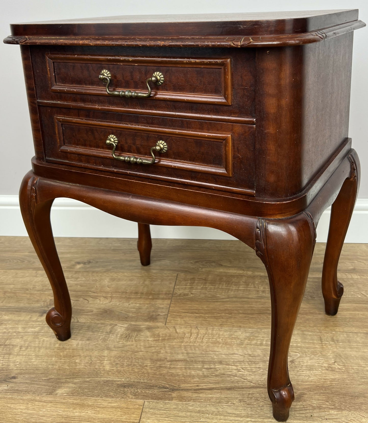 Pair of Bedside Tables Vintage French Louis Nightstands Carved Cabinets LOT 6221