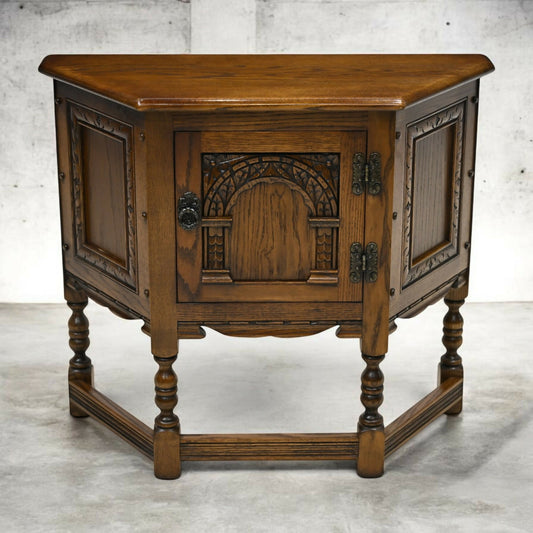Old Charm Canted Table Hall Table Cupboard Light Oak Finish FREE UK Delivery