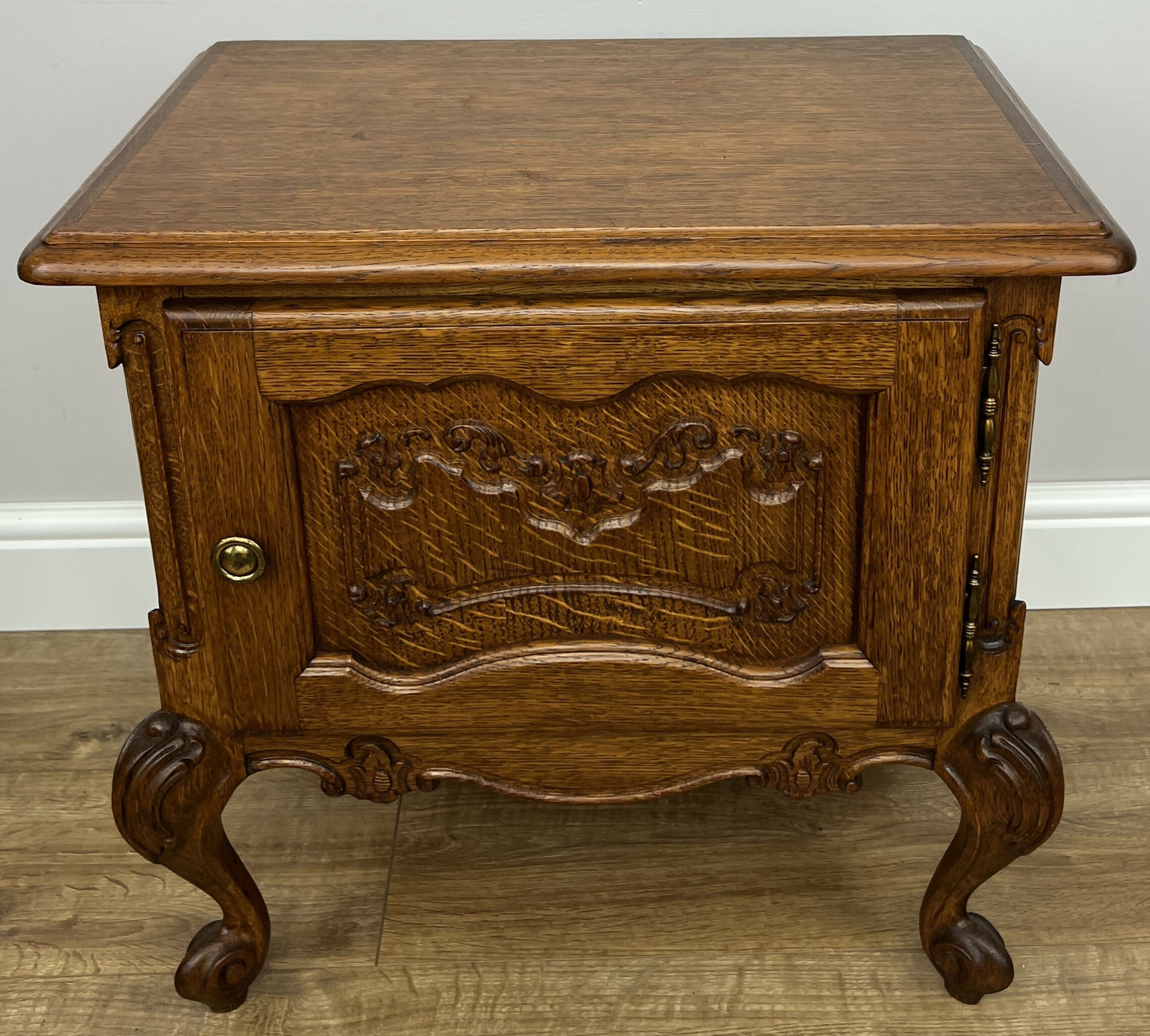 Pair of Bedside Tables Vintage French Louis Oak Nightstands Cabinets LOT 6220