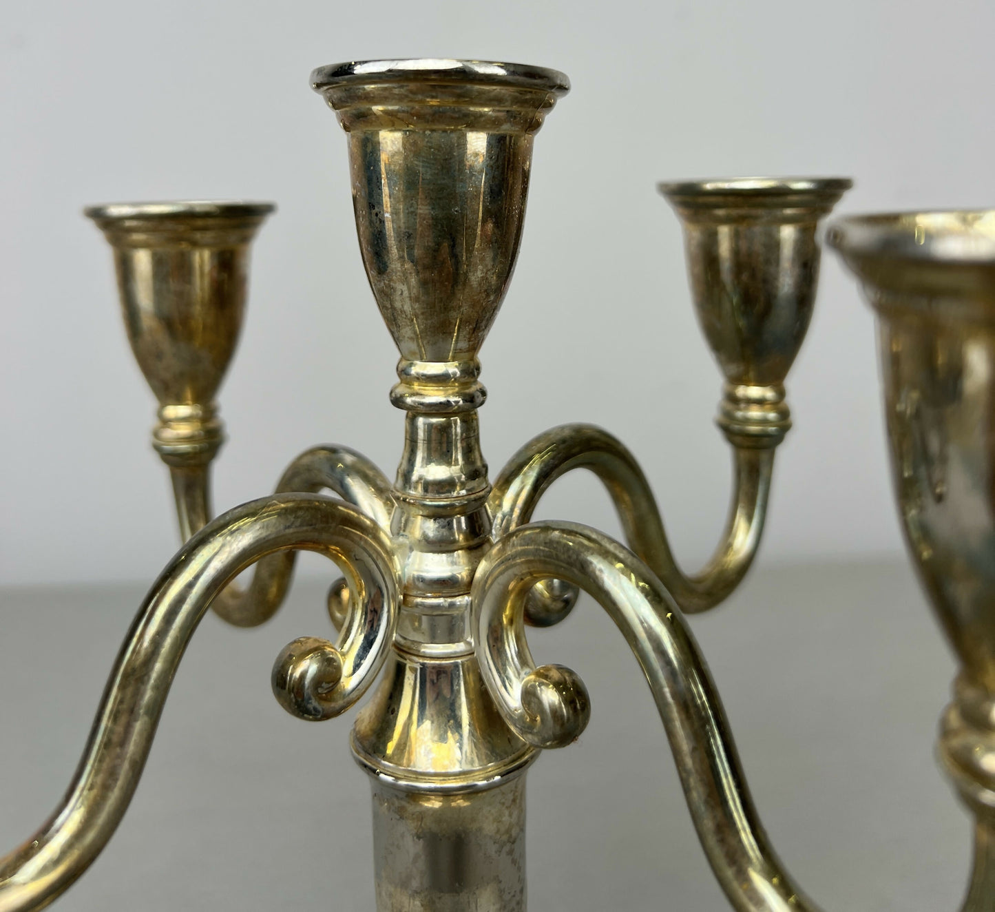 Pair of Candelabras Vintage French Style Metal Five Arm Candle Holders LOT 6483