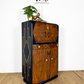 Navy Blue And Gold Art Deco Burl Walnut Cocktail Cabinet, Drinks Cabinet