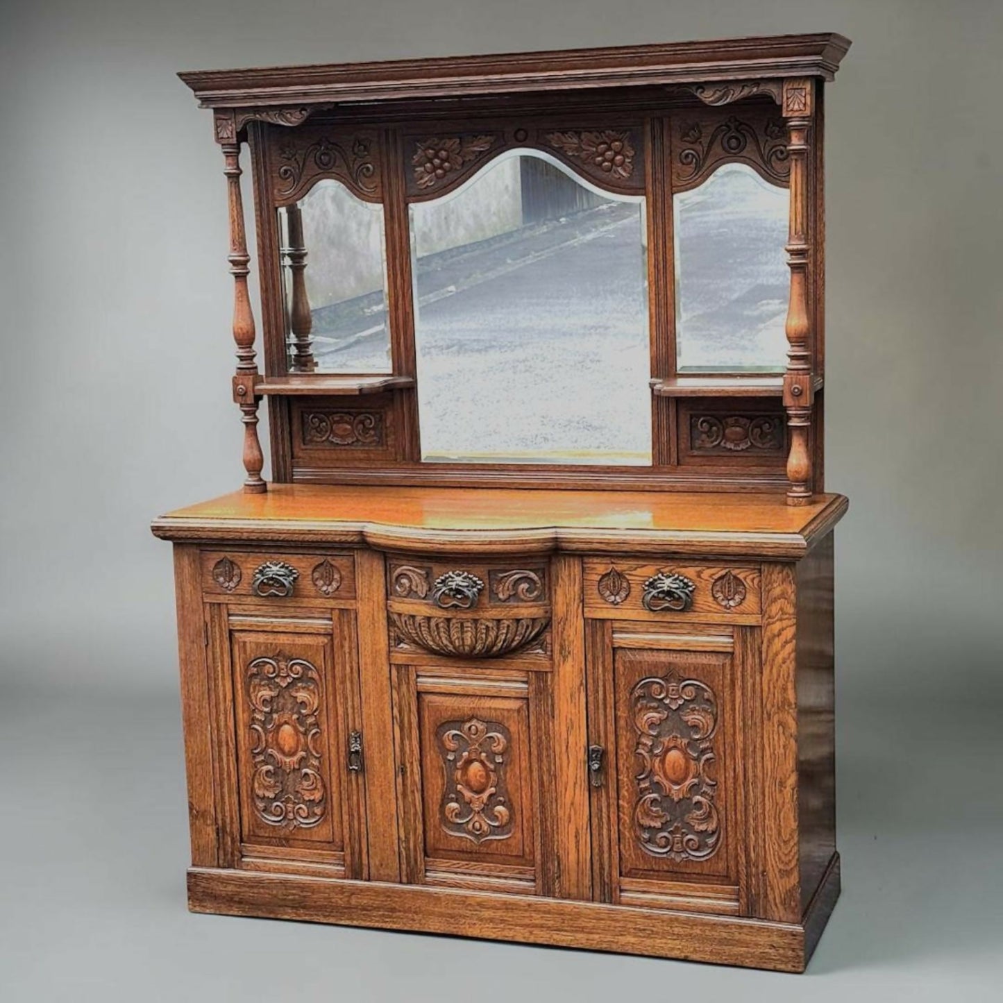 Edwardian Oak Mirror Back Sideboard