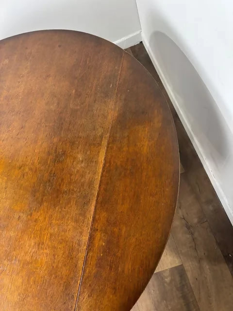 Vintage Round Oak Drop Leaf Dining Table
