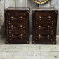 Vintage Handcrafted English Oak Leather Nightstands – Luxury Bedside Tables (Set of 2)