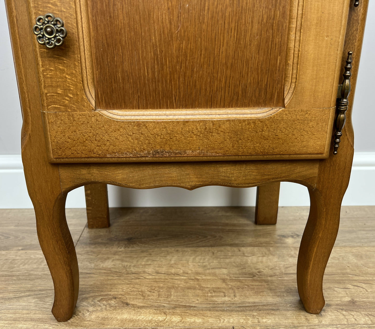 Pair of Bedside Tables Vintage French Louis Oak Nightstands Cabinets LOT 6226