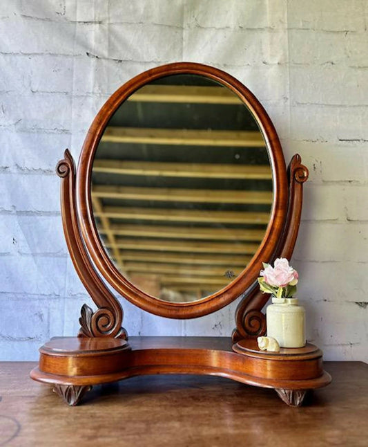 Antique Victorian Mahogany Dressing Table Mirror, Wooden Swing Mirror, On. A Stand, Table Top Mirror, Cottagecore, English Country Decor