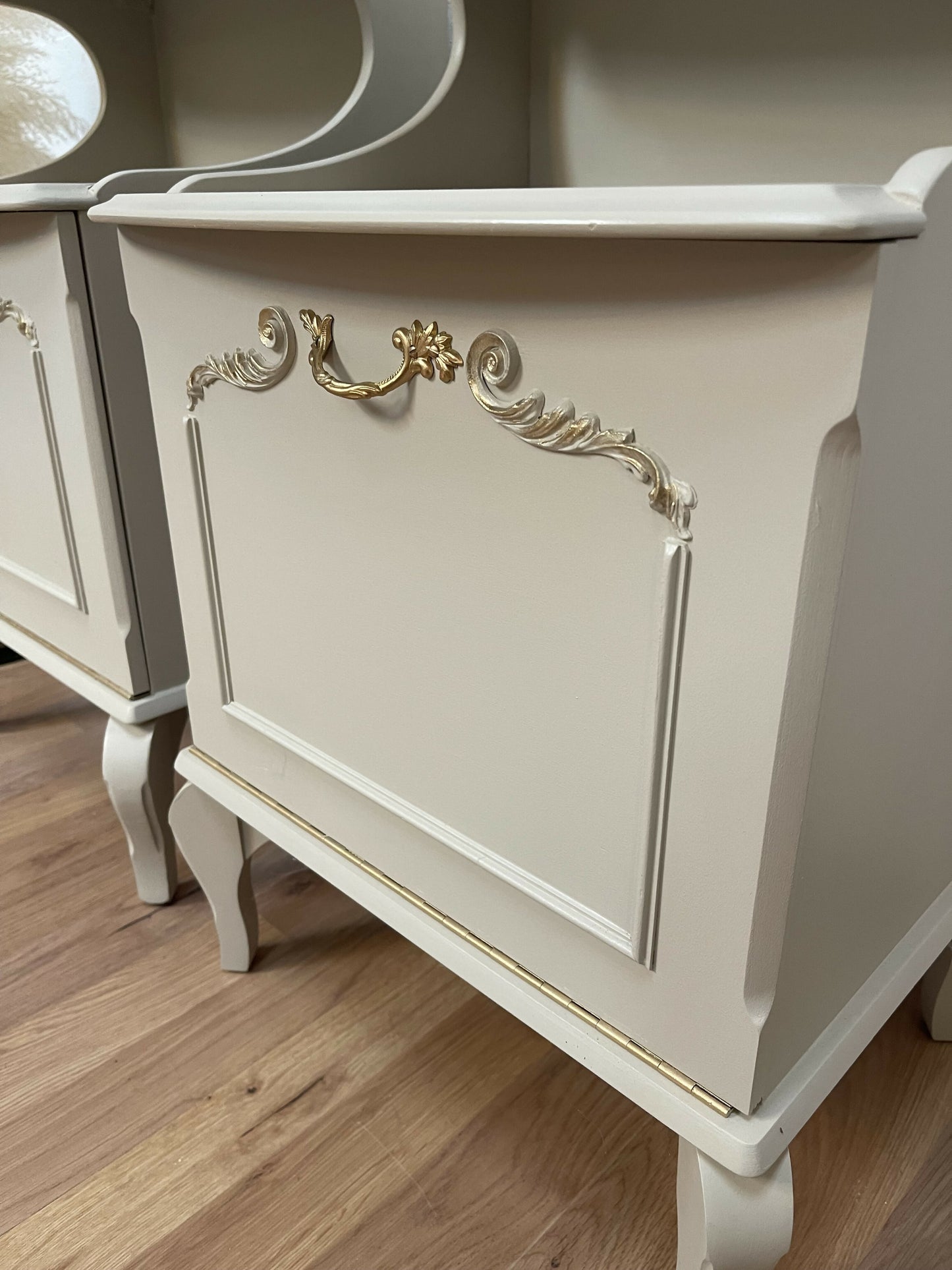 French Louis style bedside cabinets