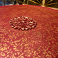 Mughal-Inspired Crimson Red & Gold Round Statement Eastern Coffee Table