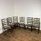 Vintage Set of Six Oak Ladder Back Dining Chairs – Including Two Carvers