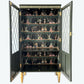 Bespoke antique cabinet painted green with gold legs and glass door - Copy