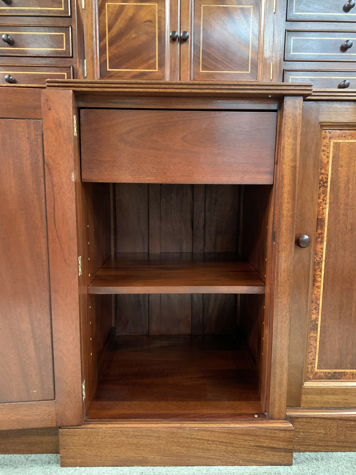 Shaw & Riley Hand Crafted Mahogany Sideboard Hutch Cabinet Yorkshire Critters Seahorse