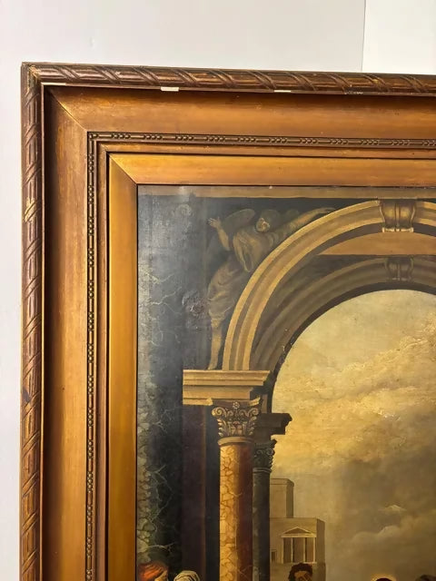 Large Antique Oleograph Biblical Scene Picture in Gilt Frame – Ornate Gilt Frame