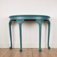Large Teal Demi Lune Console Table | Upcycled Vintage Half Moon Hallway Table
