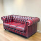 English Oxblood Leather Chesterfield Three Seater Sofa