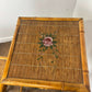 Pair of Vintage French Bamboo Side Tables with Hand-Painted Rose Detail