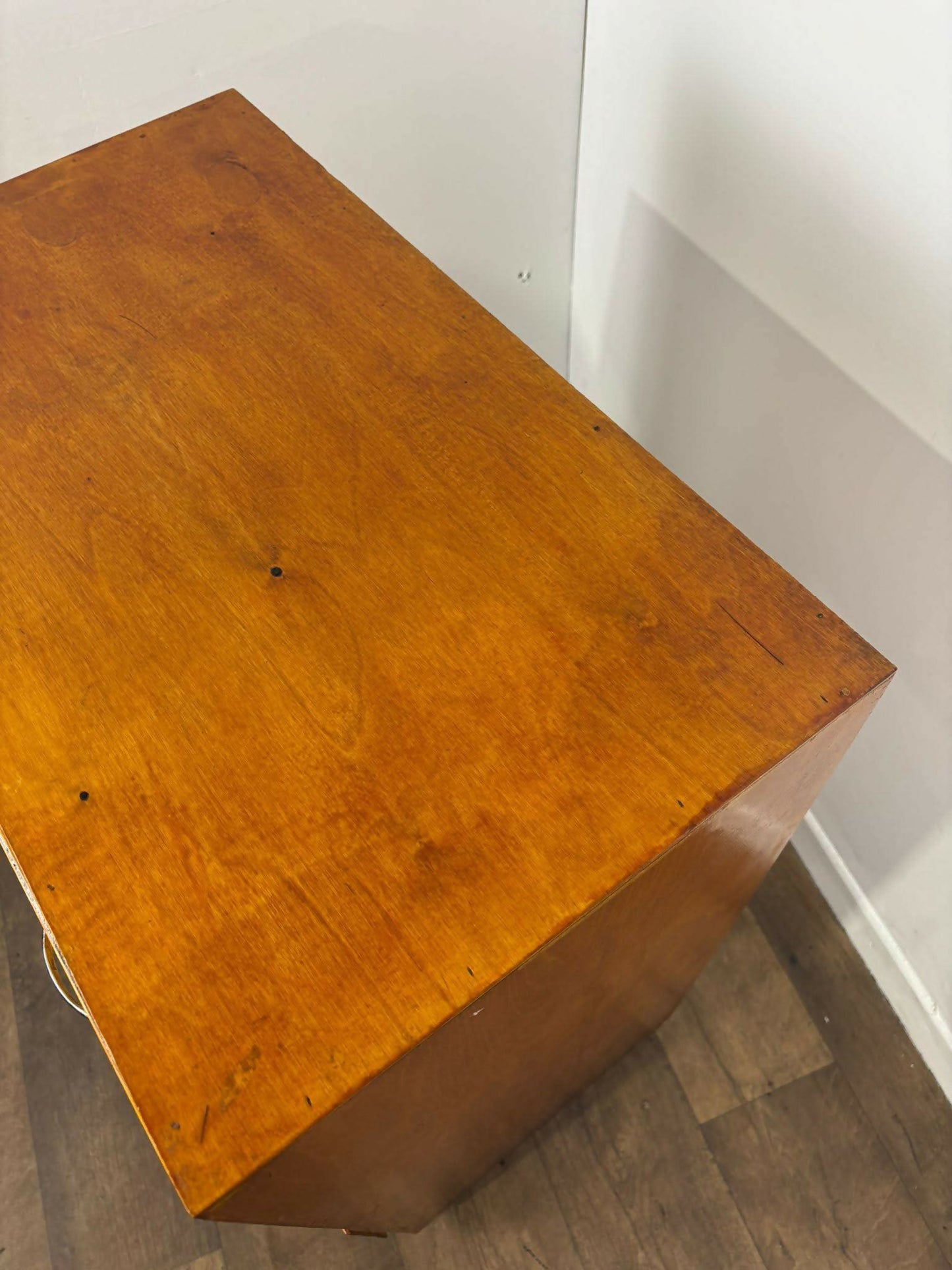 Mid Century Oak Veneer Five Drawer Bedroom Chest