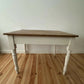 Antique Pine Farmhouse Kitchen Table Scrub Stripped Rustic Top With End Drawer