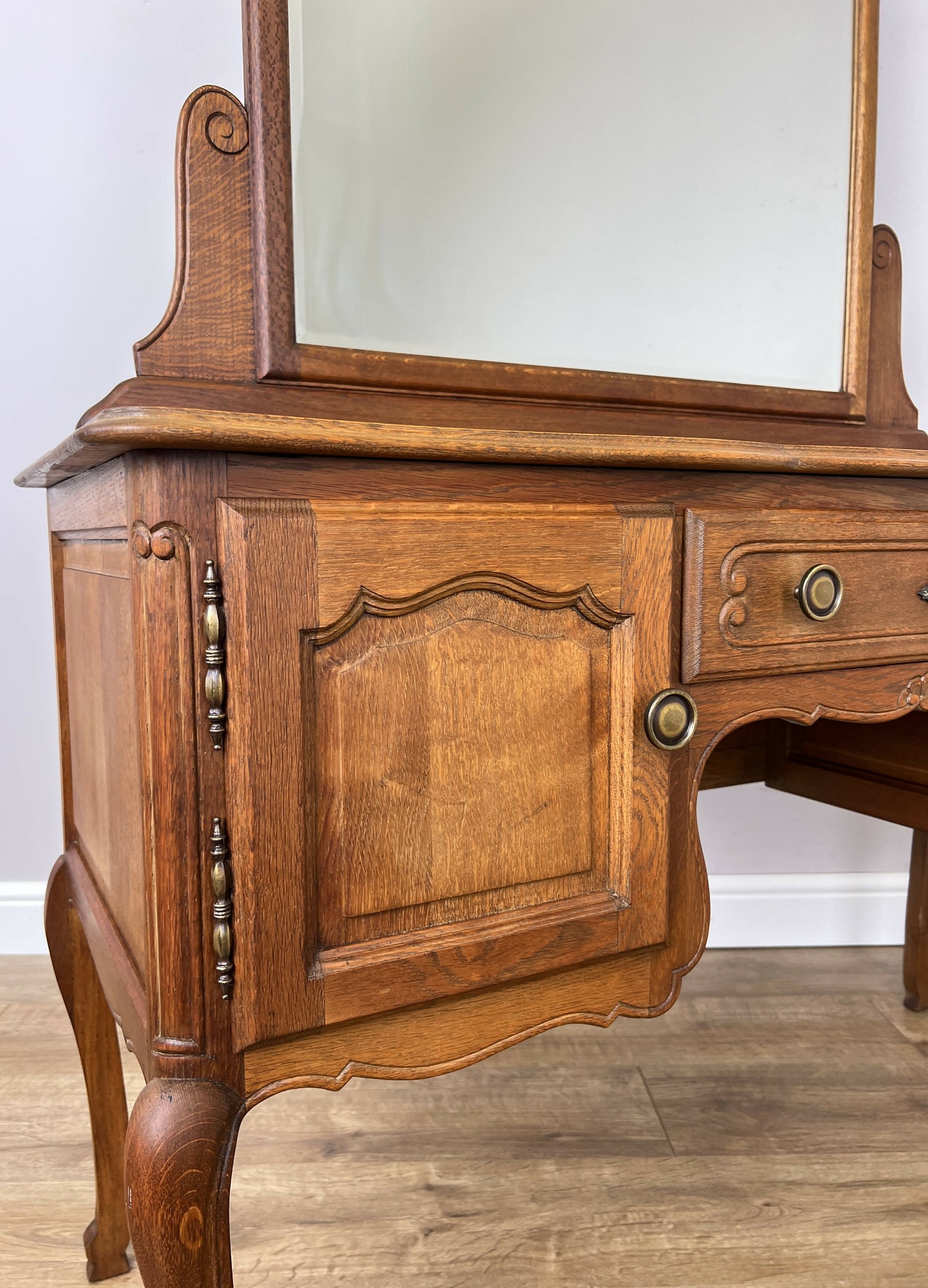 Dressing Table with Mirror Vintage French Oak Louis Vanity Table Makeup LOT 6317