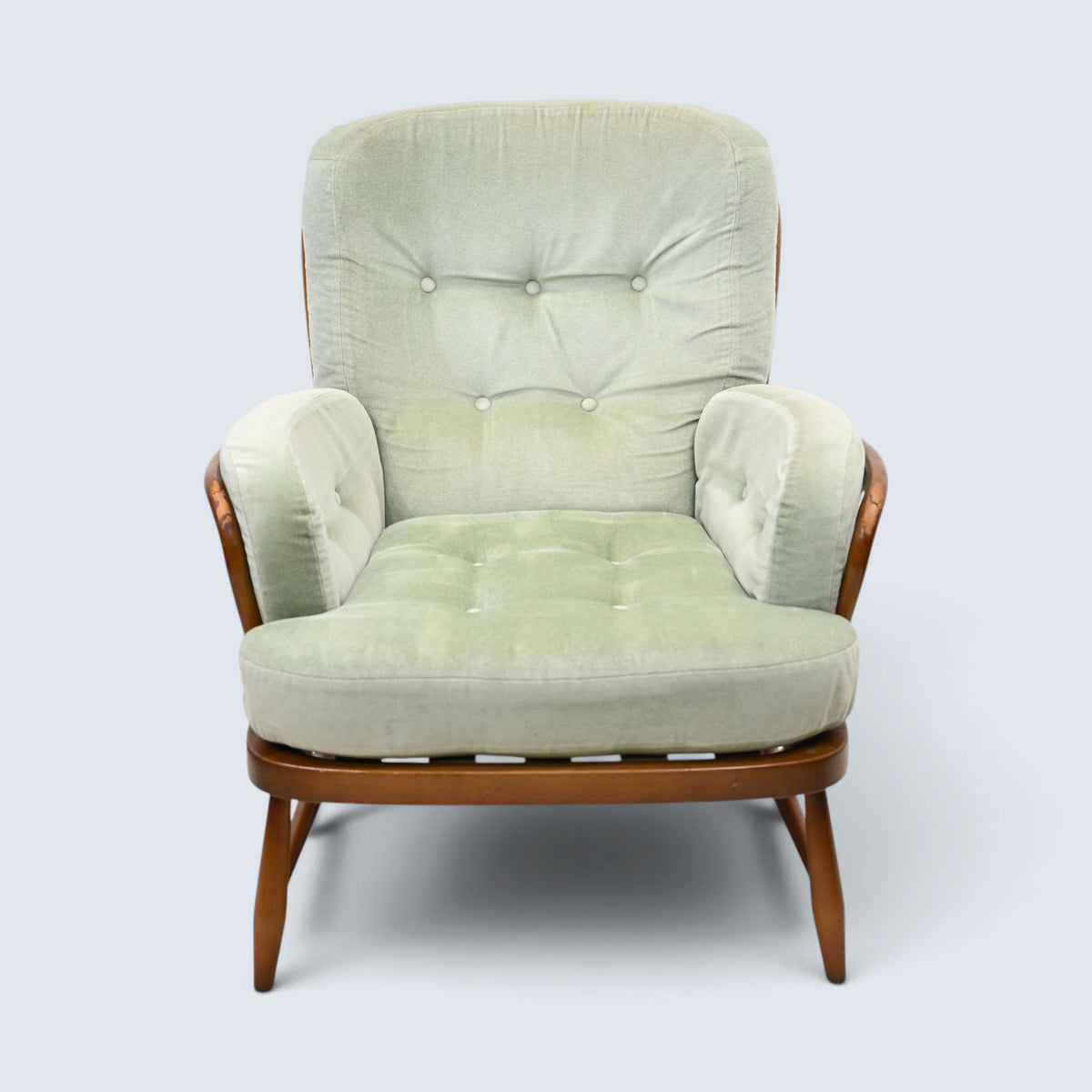 Ercol Jubilee Easy Chair Green Upholstery New Webbing FREE UK Delivery*