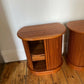 Danish Retro Teak Bedside Cabinets By Dyrlund W Tambour Doors