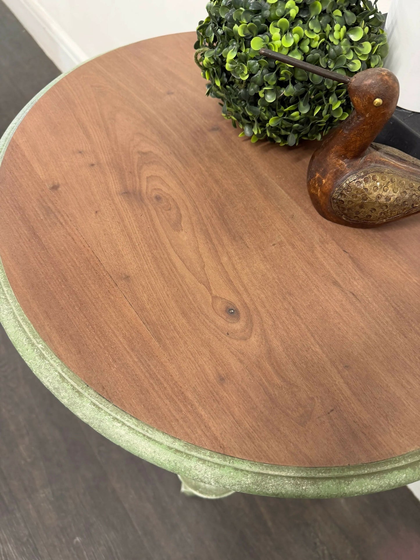 Round Green Stone Effect Occasional Side Table
