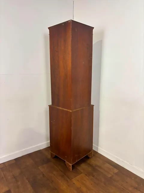 Reproduction Walnut Glazed Corner Display Cabinet