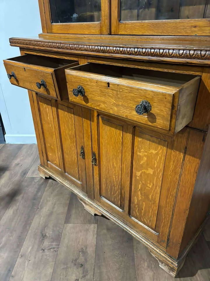 Victorian Golden Oak Library Bookcase