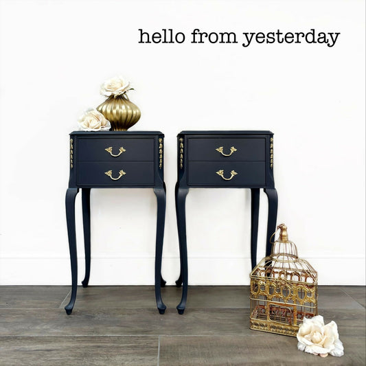 Navy French Bedside Tables