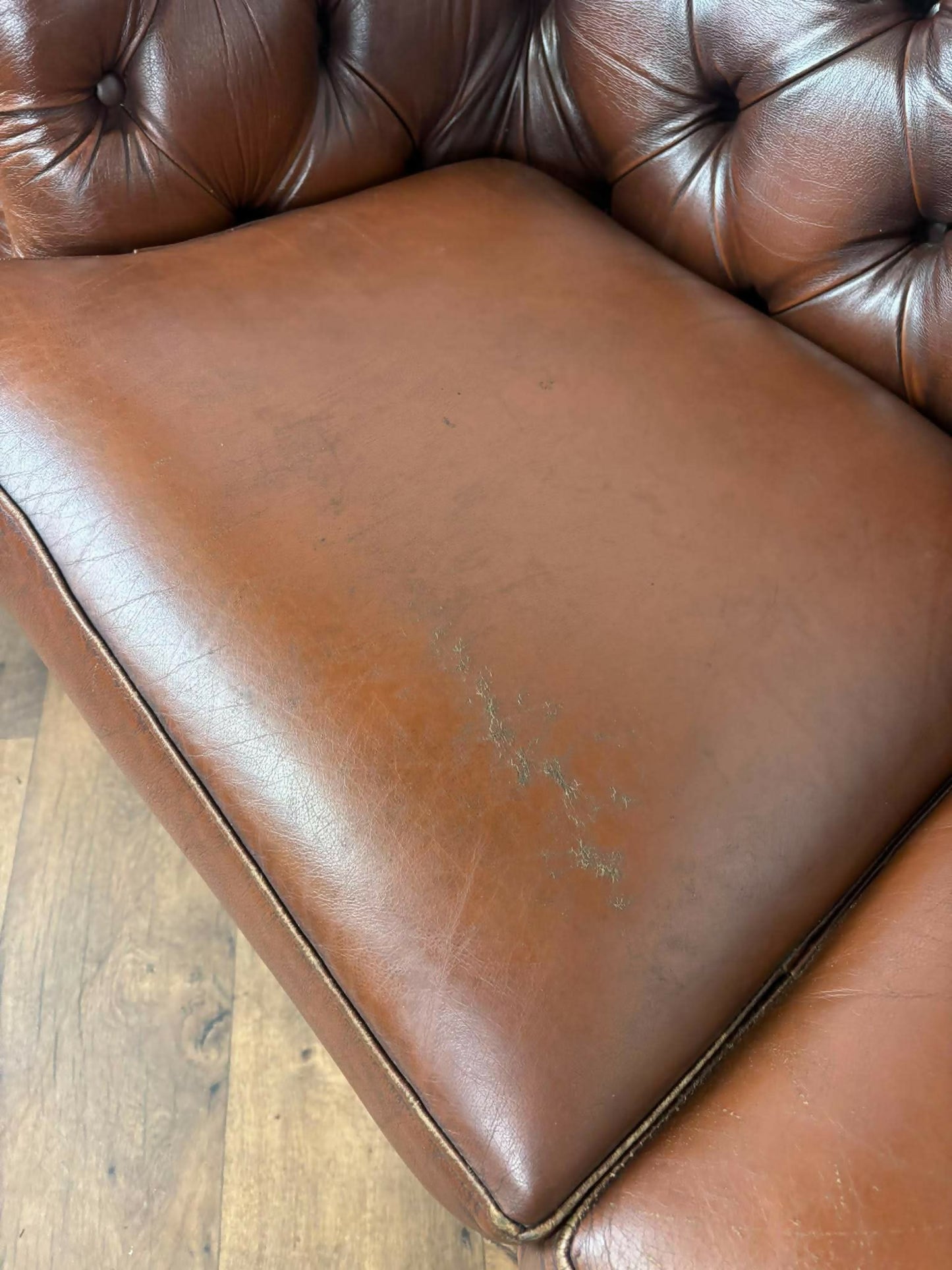 Thomas Lloyd Brown Leather Chesterfield Style Sofa